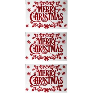 4x stuks velletjes kerst  raamstickers rood Merry Christmas 40 cm - Raamversiering/raamdecoratie stickers kerstversiering