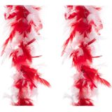 2x stuks carnaval verkleed veren Boa kleur rood/witte mix 2 meter - Verkleedkleding accessoire