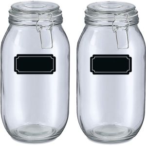 Weckpotten/inmaakpotten - 4x - 2L - glas - met beugelsluiting - incl. etiketten