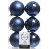 30x Donkerblauwe kunststof kerstballen 8 cm - Mat/glans - Onbreekbare plastic kerstballen - Kerstboomversiering donkerblauw