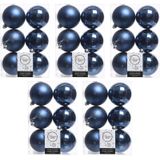 30x Donkerblauwe kunststof kerstballen 8 cm - Mat/glans - Onbreekbare plastic kerstballen - Kerstboomversiering donkerblauw