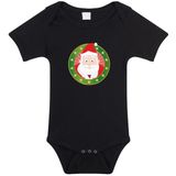 Kerst baby rompertje met kerstman zwart jongens en meisjes - Kerstkleding baby