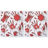 2x Horror raamstickers bloedende handafdrukken set - Halloween feest decoratie - Horror stickers