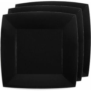 Santex feest bordjes vierkant - zwart - 10x stuks - karton - 23 x 23 cm