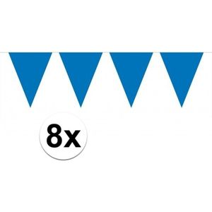 8x vlaggenlijn / slinger blauw 10 meter - totaal 80 meter - slingers