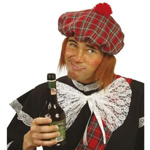 Schotse/Schotland carnaval verkleed muts met pruik - Verkleedhoeden