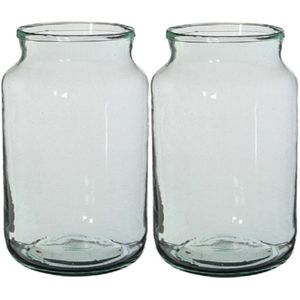 2x Cilinder vaas / bloemenvaas transparant glas 30 x 18 cm - bloemenvazen - woondecoratie / woonaccessoires