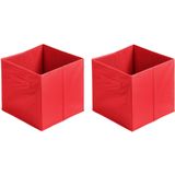 Urban Living Opbergmand/kastmand Square Box - 4x - karton/kunststof - 29 liter - rood - 31 x 31 x 31 cm - Vakkenkast manden