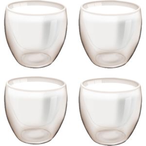 Haushaltshelden koffieglazen/theeglazen dubbelwandig - set 4x - lungo glazen - 200 ml