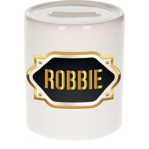 Robbie naam cadeau spaarpot met gouden embleem - kado verjaardag/ vaderdag/ pensioen/ geslaagd/ bedankt