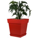 3x stuks bloempotten Toscane vierkant kunststof rood L32 x B32 x H32 cm - 22 liter - Potten/plantenpotten