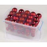 3x Opbergboxen/bewaarboxen met ieder 70 rode kunststof kerstballen pakket - voordelige, kunststof kerstballen