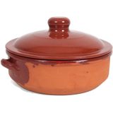 Salamanca Stenen ovenschaal/braadpan met deksel 24 cm - Terracotta - 6 liter