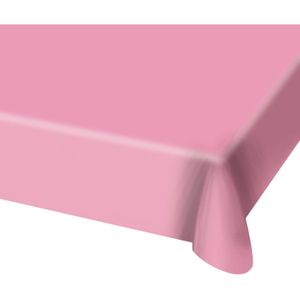 2x stuks tafelkleed van roze plastic 130 x 180 cm - Tafellakens/tafelkleden voor verjaardag of feestje