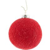 9x Rode Cotton Balls kerstballen 6,5 cm - Kerstversiering - Kerstboomdecoratie - Kerstboomversiering - Hangdecoratie - Kerstballen in de kleur rood