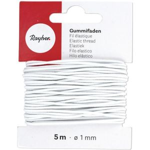 3x Wit hobby band elastiek op rol van 5 meter - breedte 1 mm - Zelf kleding/mondkapjes maken