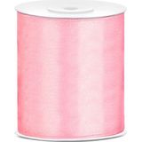 2x rollen satijnlint paars-roze 10 cm x 25 meter - Hobby cadeaulint sierlint