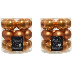 54x stuks kleine kerstballen cognac bruin (amber) van glas 4 cm - mat/glans - Kerstboomversiering