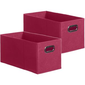 Set van 4x stuks opbergmand/kastmand 7 liter framboos roze linnen 31 x 15 x 15 cm - Opbergboxen - Vakkenkast manden