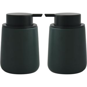 MSV Zeeppompje/dispenser Malmo - 2x - Keramiek - donkergroen/zwart - 8,5 x 12 cm - 300 ml