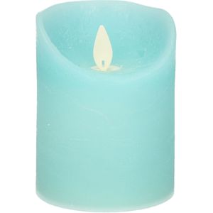 1x Aqua blauwe LED kaarsen / stompkaarsen 10 cm - Luxe kaarsen op batterijen met bewegende vlam