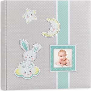 Fotoboek/fotoalbum Fred baby jongetje met 30 paginas blauw - 32 x 32 x 3,5 cm - Babyfotos - Babyalbum