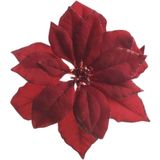 4x stuks decoratie bloemen kerstster rood glitter op clip 24 cm - Decoratiebloemen/kerstboomversiering/kerstversiering
