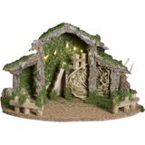 Feeric lights and christmas lege kerststal- met licht- 28x22x38 cm