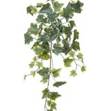Louis Maes kunstplant met blaadjes hangplant Klimop/hedera - groen/wit - 58 cm - Klimplanten