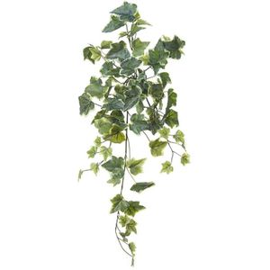 Louis Maes kunstplant met blaadjes hangplant Klimop/hedera - groen/wit - 58 cm - Klimplanten