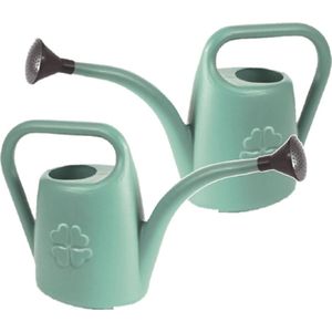 Set van 2x stuks mintgroene kunststof bloemen/planten gieters met broeskop/sproeikop  4.5 liter - Tuinieren - Gieters voor buiten