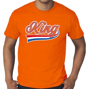 Grote maten Koningsdag t-shirt King met sierlijke wimpel - oranje - heren - koningsdag outfit / shirts