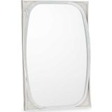 Giftdecor Wandspiegel aan ophangkoord  - frame kleur wit - 43 x 65 cm - gang/badkamer/slaapkamer
