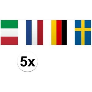 5x Vlaggenlijn Europa 10 meter