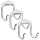 Set van 12x dubbele ophanghaken/wandhaken 13 x 8,5 cm metaal