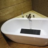 MSV Douche/bad anti-slip mat badkamer - rubber - zwart - 76 x 36 cm - met zuignappen