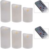 2x Set van 3 witte led kaarsen met afstandsbediening - LED stompkaarsen