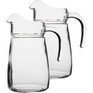 2x stuks glazen schenkkannen/karaffen 2,3 liter - Sapkannen/waterkannen/schenkkannen