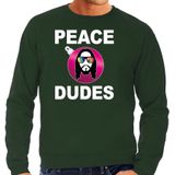 Hippie jezus Kerstbal sweater / Kerst trui peace dudes groen voor heren - Kerstkleding / Christmas outfit