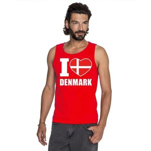 Rood I love Denemarken supporter singlet shirt/ tanktop heren - Deens shirt heren