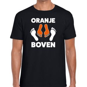 Zwart t-shirt oranje boven voor heren - Koningsdag / EK-WK kleding shirts