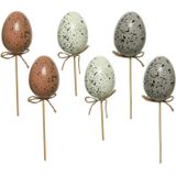 18x Kunststof vogel eieren/paaseieren op steker 36 cm - Paasversiering/decoratie Pasen - Paasstukjes versieren