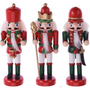 3x Kerstboomhangers notenkraker pop/soldaat 12 cm kerstversiering rood/groen - Kerstversiering/boomversiering - kersthangers