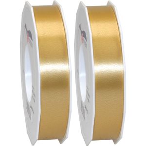 3x XL Hobby/decoratie bronzen kunststof sierlinten 2,5 cm/25 mm x 91 meter- Luxe kwaliteit - Cadeaulint kunststof lint/ribbon