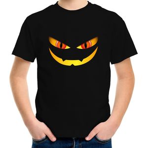 Monster gezicht halloween verkleed t-shirt zwart voor kinderen - horror shirt / kleding / kostuum