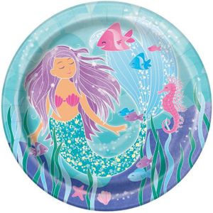 24x Zeemeermin/mermaid/oceaan themafeest bordjes 23 cm - Kinder feestartikelen/versiering voor op tafel