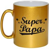 Super papa tekst cadeau mok / beker - goudkleurig - Vaderdag - 330 ml