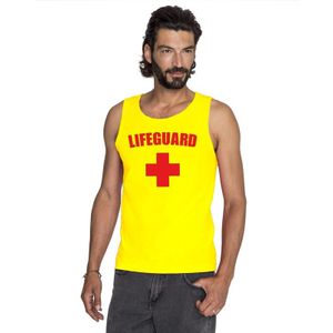 Sexy lifeguard verkleed tanktop geel heren - reddingsbrigade shirt - Verkleedkleding
