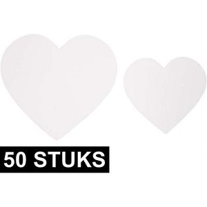 50x Witte decoratie hartjes van karton - Bruiloft/huwelijk thema versieringen