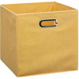 Set van 4x stuks opbergmand/kastmand 29 liter geel linnen 31 x 31 x 31 cm - Opbergboxen - Vakkenkast manden